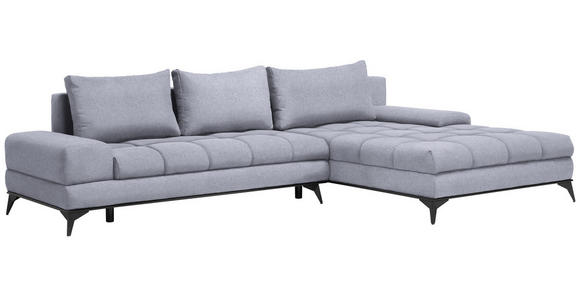 ECKSOFA Hellgrau Webstoff - Hellgrau/Schwarz, Design, Textil/Metall (315/212cm) - Carryhome