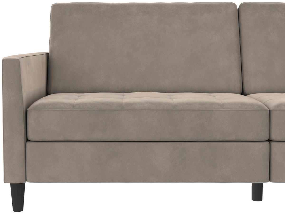 SCHLAFSOFA Velours Taupe  - Taupe/Schwarz, Basics, Kunststoff/Textil (207/86/86cm) - Livetastic