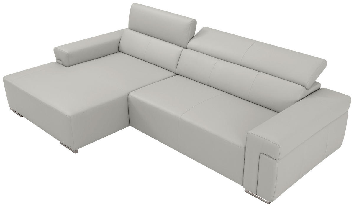 Ecksofa inkl. Funktion DUA Beige Echtleder  - Chromfarben/Beige, Design, Leder/Metall (170/293cm) - Novel