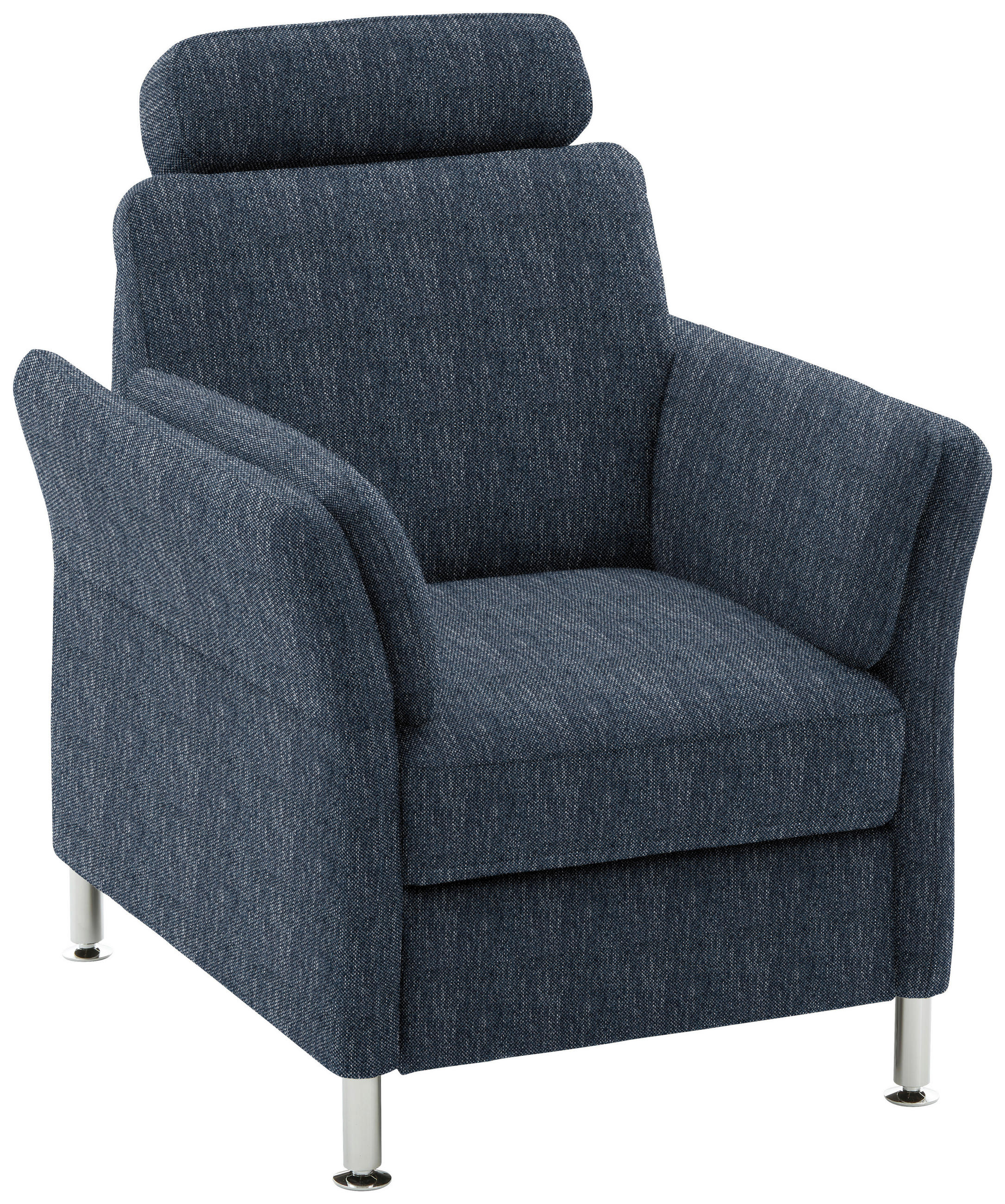 SESSEL in Flachgewebe Dunkelblau  - Chromfarben/Dunkelblau, Konventionell, Textil/Metall (86/87/93cm) - Voleo