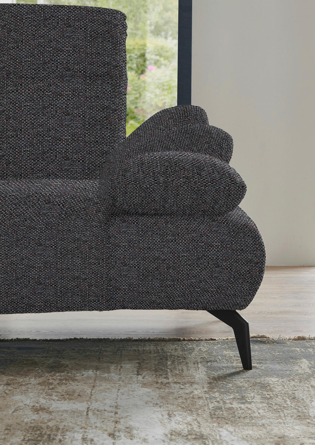 ECKSOFA in Webstoff Dunkelgrau  - Dunkelgrau/Schwarz, Design, Textil/Metall (290/223cm) - Moderano
