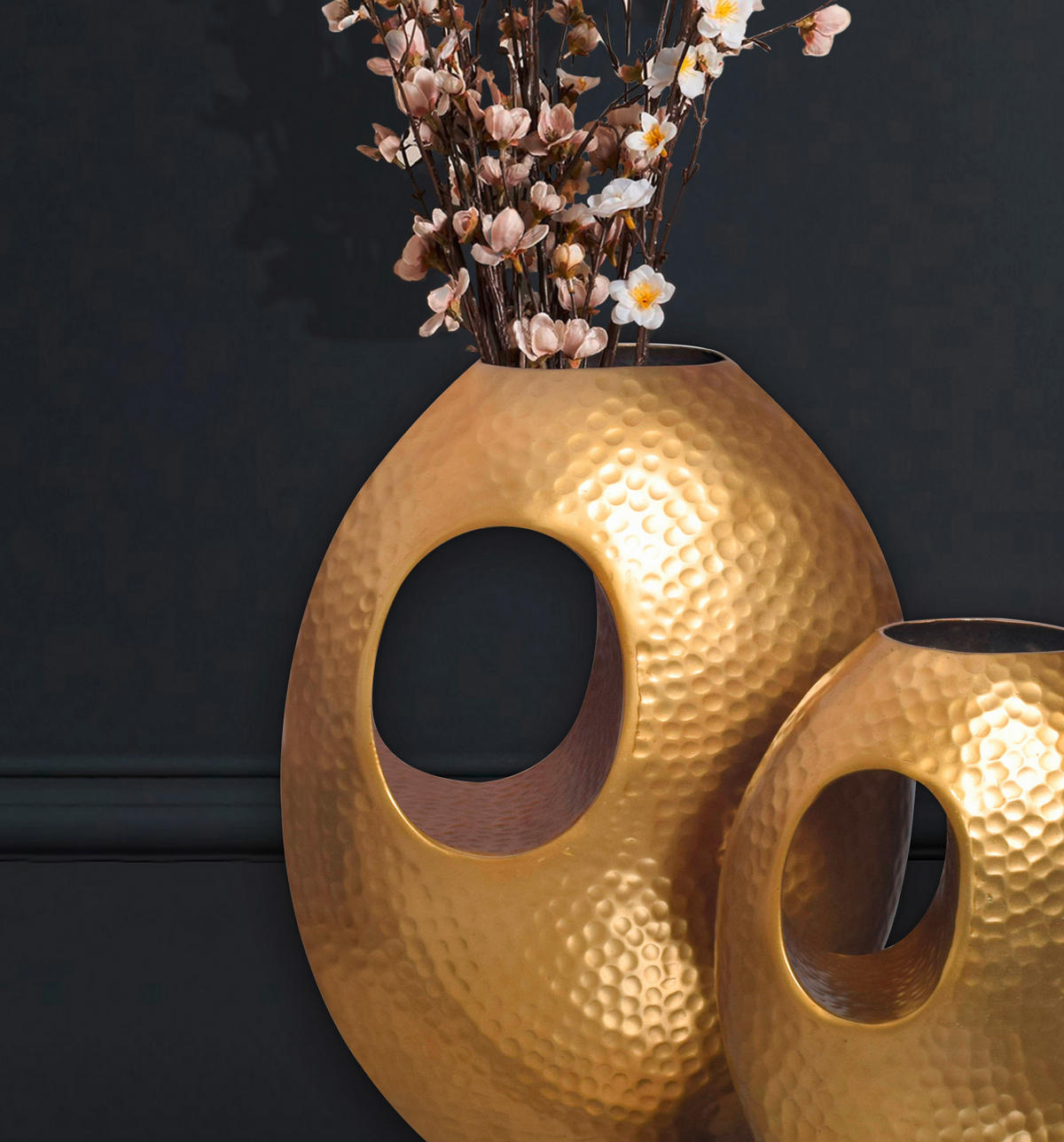 VASE 39 / 31 cm  - Goldfarben, Design, Metall (29/39/16,5cm) - Livetastic