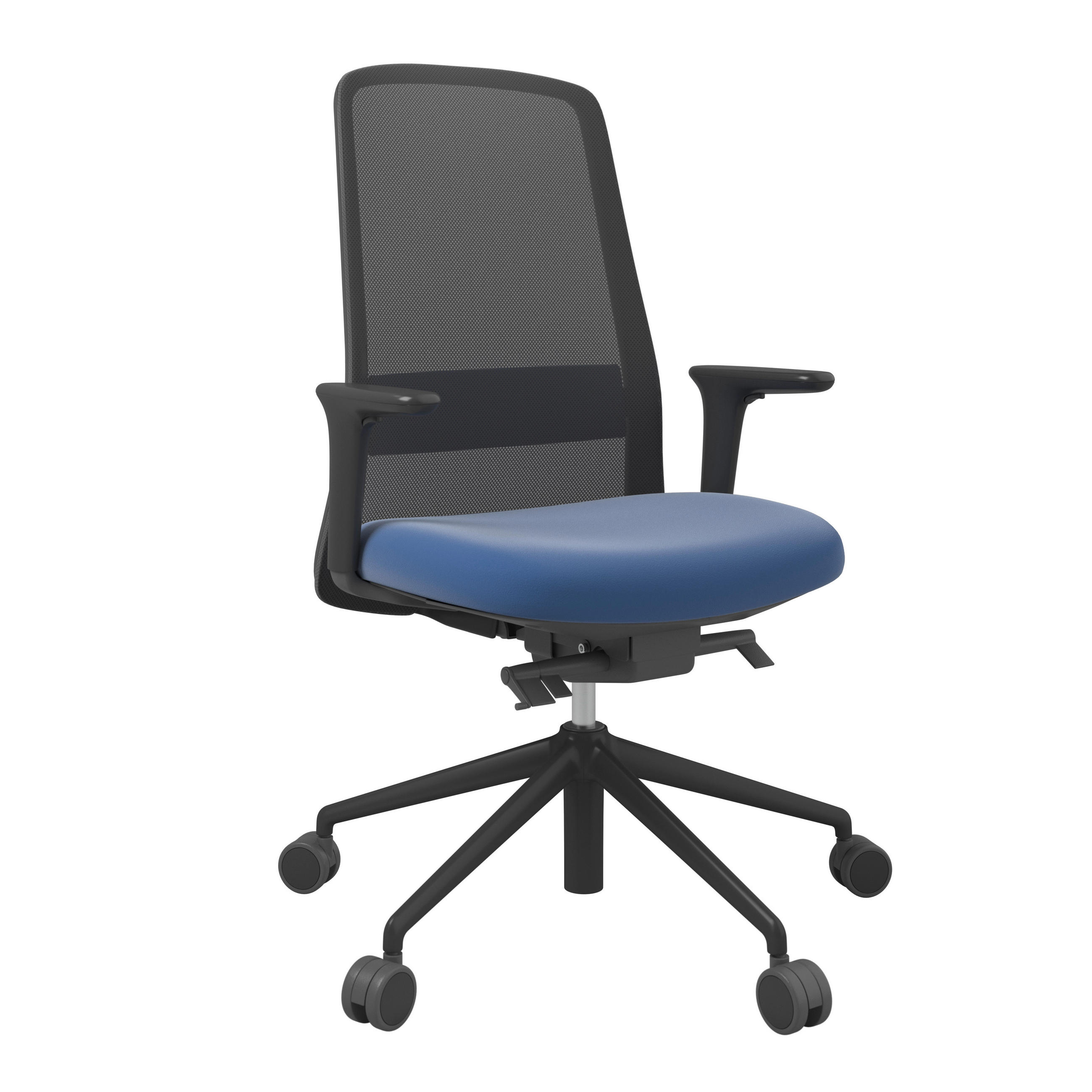 DREHSTUHL Lederlook Blau, Schwarz  - Blau/Schwarz, MODERN, Kunststoff/Textil (70/103-115/70cm)