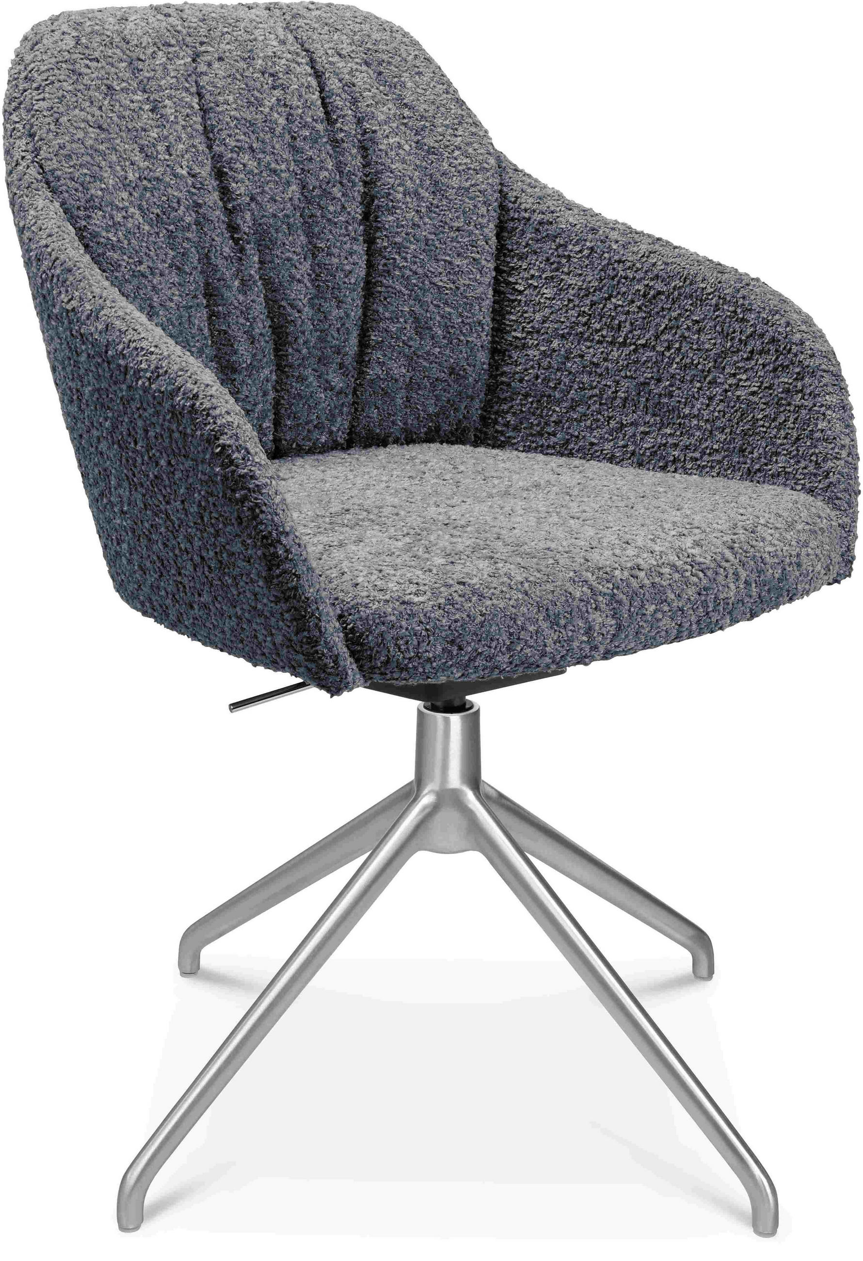 ARMLEHNSTUHL  in Aluminium Bouclé  - Dunkelgrau/Alufarben, Design, Textil/Metall (58/81,5-84,5/60cm) - Johann Jakob