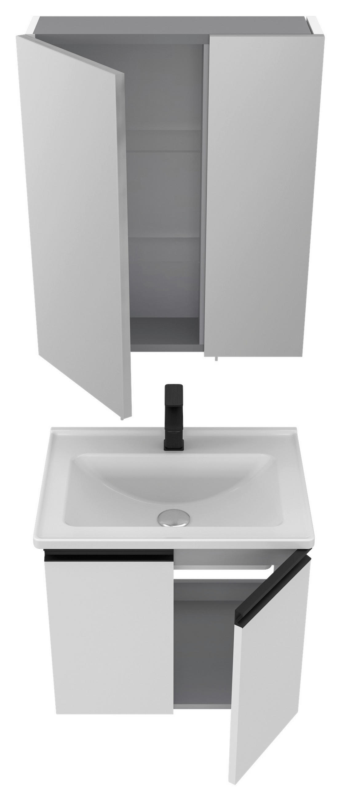 BADEZIMMER 3-teilig  in  - Weiß Hochglanz/Schwarz, MODERN, Glas/Keramik (60/119/46cm) - MID.YOU