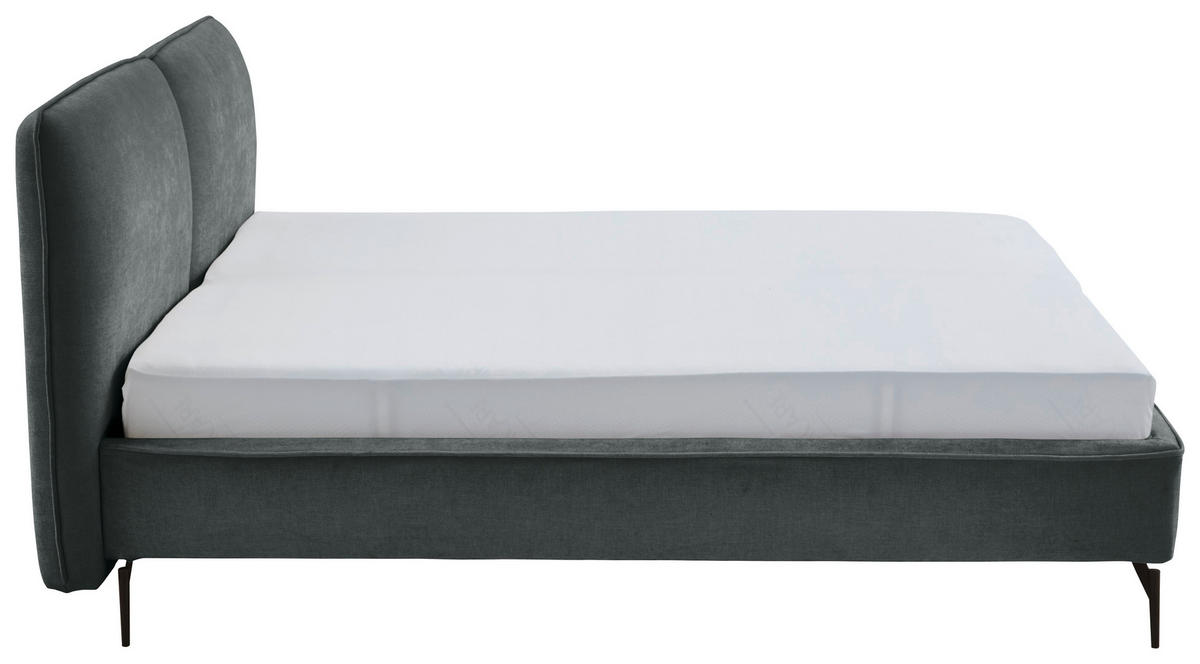 POLSTERBETT 200/200 cm  in Dunkelgrün  - Dunkelgrün/Schwarz, Modern, Textil/Metall (200/200cm) - Livetastic