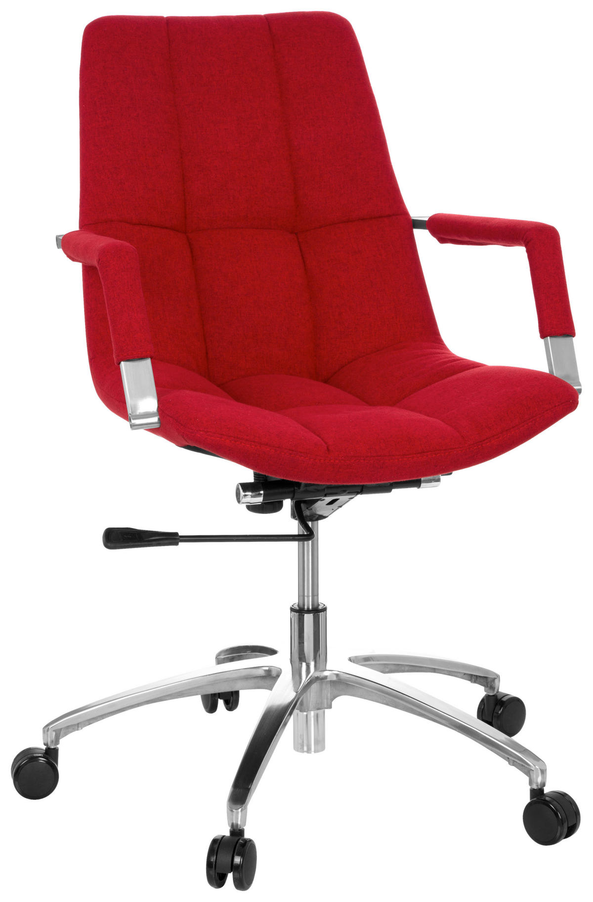 DREHSTUHL  in Flachgewebe Rot, Silberfarben  - Rot/Silberfarben, MODERN, Kunststoff/Textil (58/102/60cm) - MID.YOU