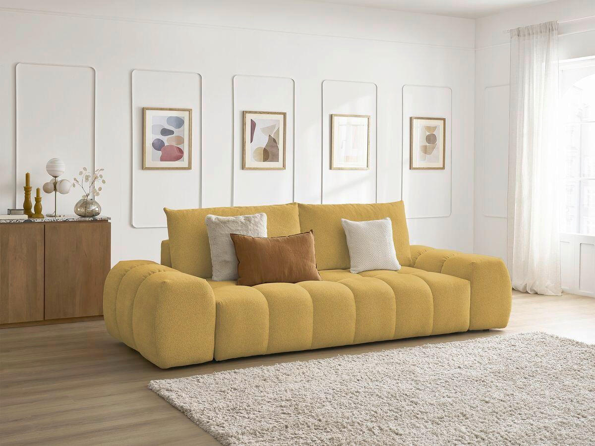 SCHLAFSOFA Flachgewebe Gelb  - Gelb/Schwarz, MODERN, Kunststoff/Textil (278/115/90cm) - Livetastic