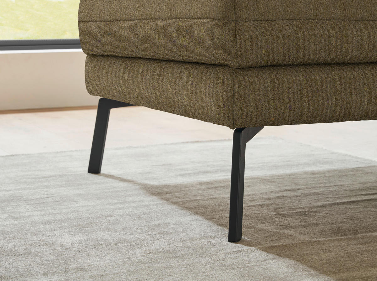 ECKSOFA  in Flachgewebe Khaki  175-224/255-365 cm  - Khaki/Schwarz, Design, Textil/Metall (175-224/255-365cm) - Dieter Knoll
