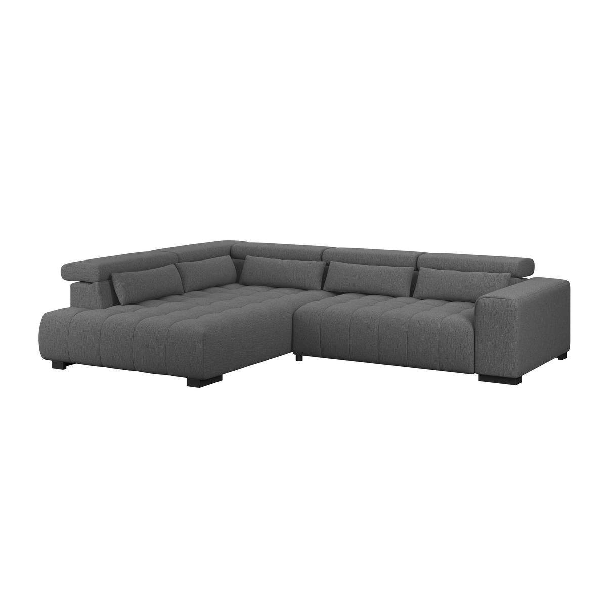 ECKSOFA Chenille, Struktur Anthrazit  - Anthrazit/Schwarz, Trend, Holz/Textil (226/311cm) - MID.YOU