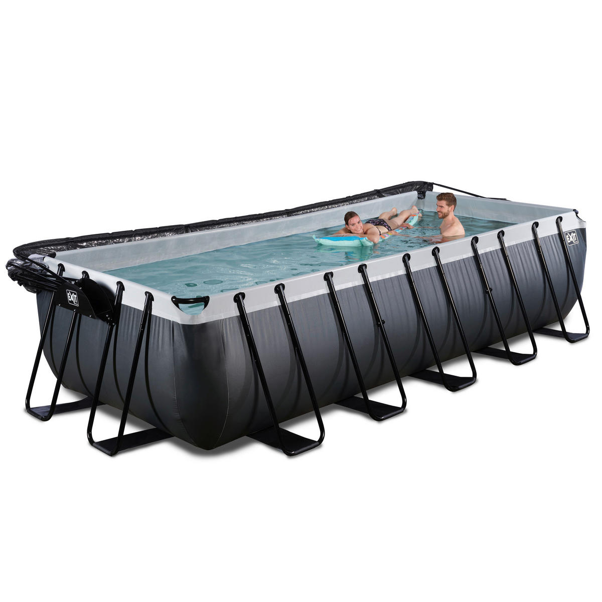 POOL-SET BLACK 540/250/122 cm  - Schwarz, KONVENTIONELL, Metall (540/250/122cm) - EXIT Toys