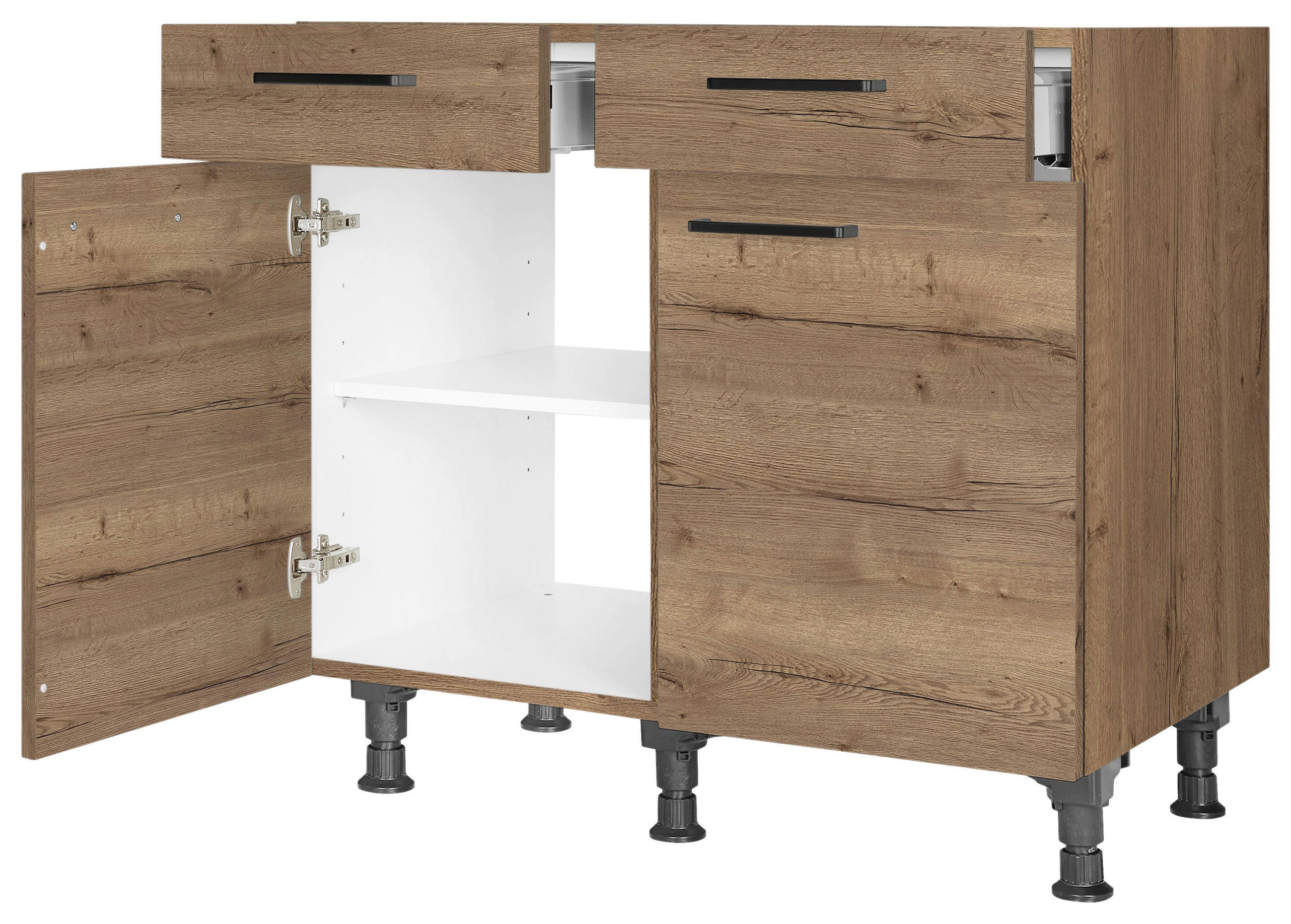 SCHUBKASTENUNTERSCHRANK 90/87/56 cm  in Eichefarben  - Eichefarben/Schwarz, MODERN, Holzwerkstoff/Metall (90/87/56cm) - Nobilia