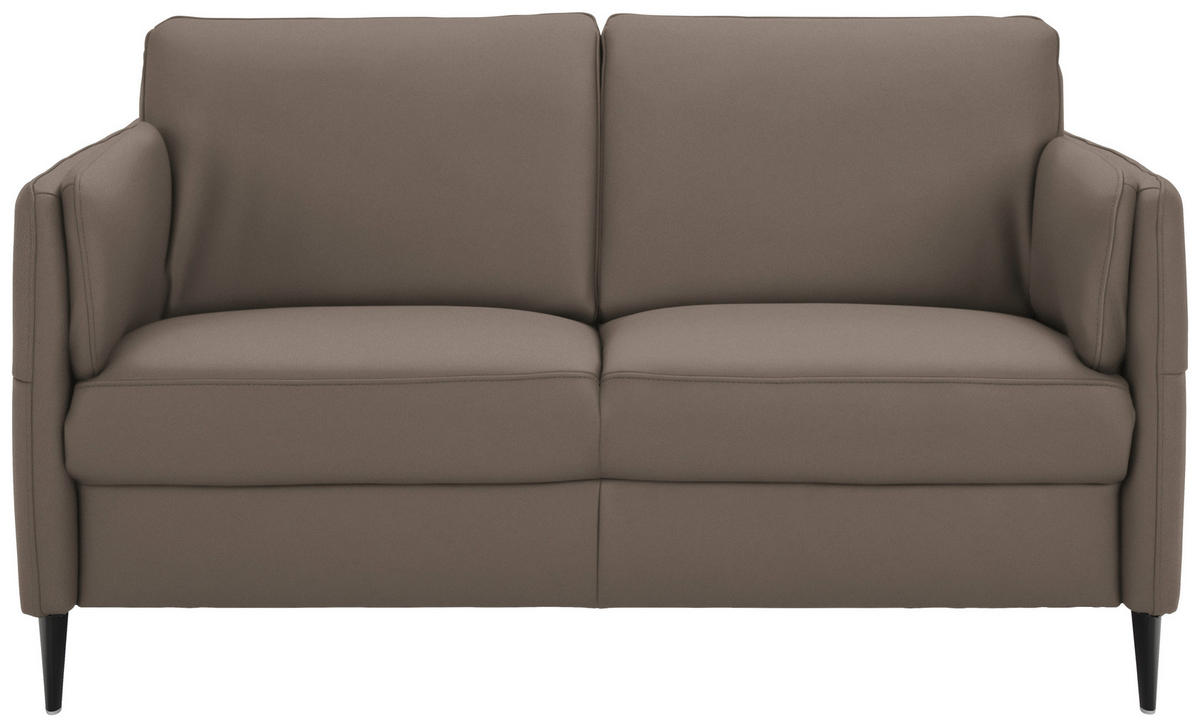 2,5-SITZER Echtleder Braun  - Schwarz/Braun, Design, Leder/Metall (164/84/99cm) - Dieter Knoll