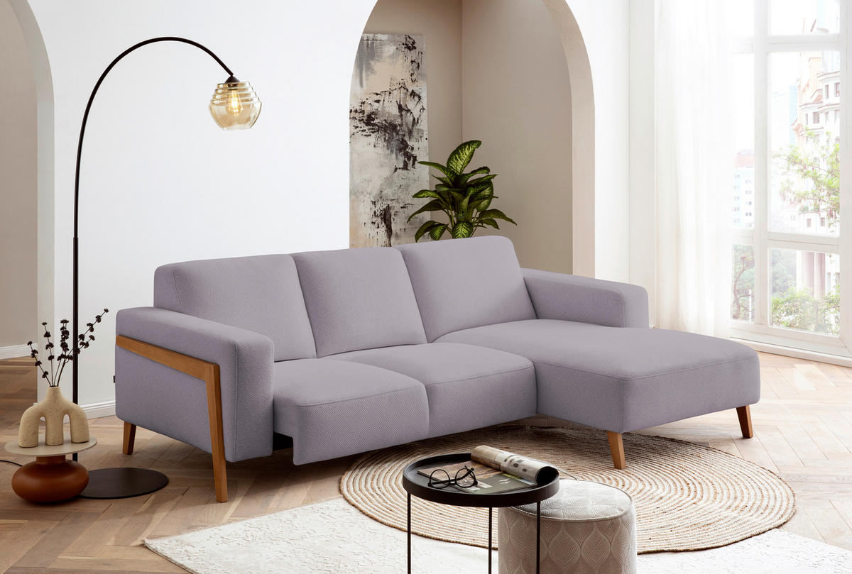 ECKSOFA in Struktur Flieder  - Eichefarben/Flieder, Design, Holz/Textil (250/163cm) - Stylife