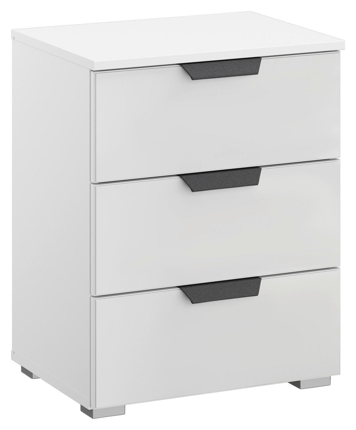 NACHTTISCH 47/62/42 cm  in Weiss, Weiss Hochglanz  - Weiss Hochglanz/Weiss, Modern, Glas/Holzwerkstoff (47/62/42cm) - Rauch Möbel