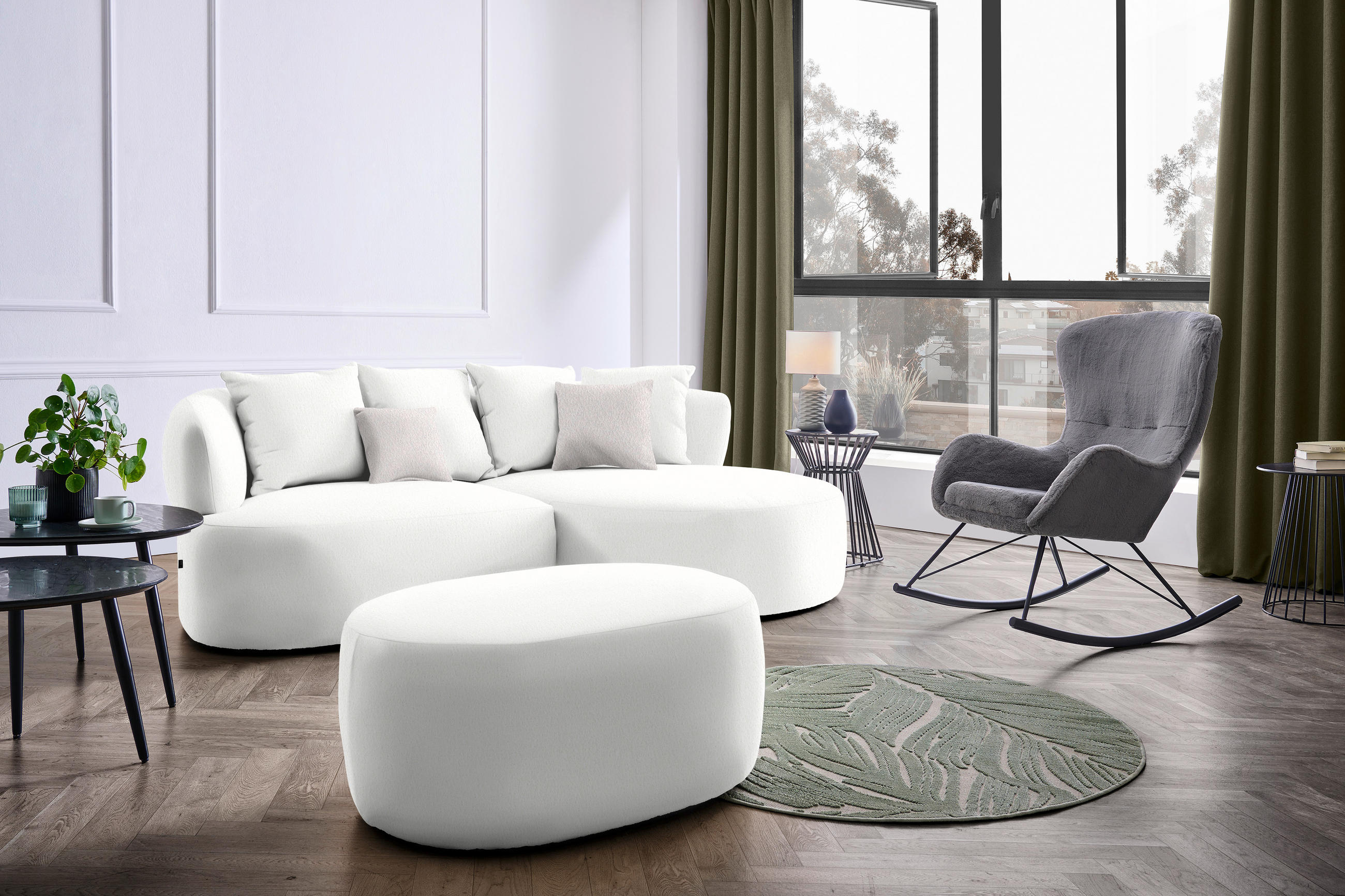 ECKSOFA in Bouclé Creme  235/166 cm  - Hellrosa/Creme, MODERN, Kunststoff/Textil (235/166cm) - Hom`in