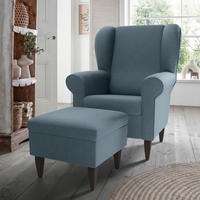 SESSELSET Struktur Blau  - Wengefarben/Blau, Konventionell, Holz/Textil (80/102/86cm) - Livetastic