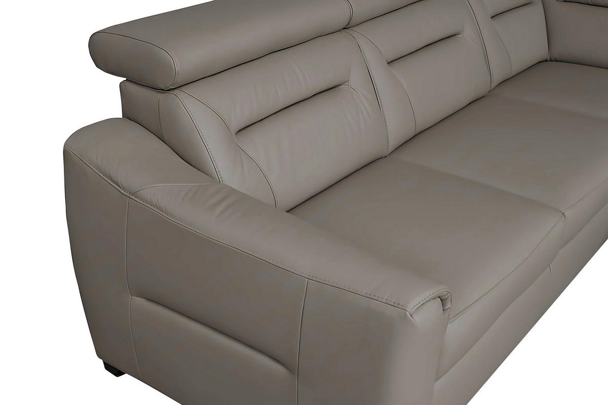 ECKSOFA  in Lederlook Echtleder Schlammfarben  - Wengefarben/Schlammfarben, Design, Leder/Holz (212/260cm) - Celina Home