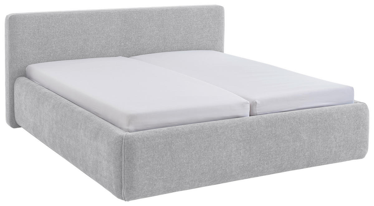 POLSTERBETT 160/200 cm,  in Hellgrau, Bettkasten, Lattenroste,  - Birkefarben/Buchefarben, Design, Holz/Textil (160/200cm) - Xora