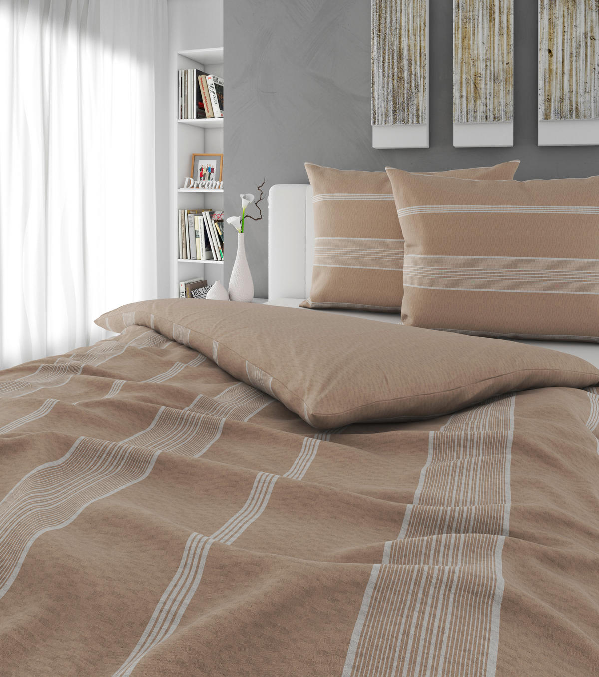 BETTWÄSCHESET 3-teilig REMSA Flanell 200/210 cm  - Beige, Konventionell, Textil (200/210cm) - Esposa