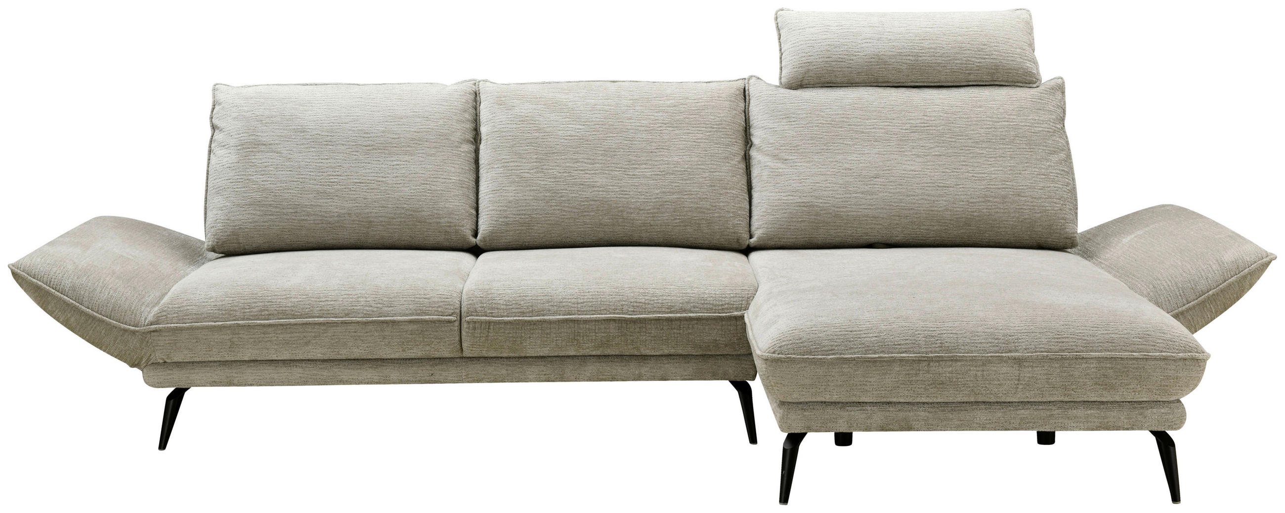 ECKSOFA Beige Mikrofaser  - Beige/Schwarz, Design, Textil/Metall (325/85/109-170cm) - Novel