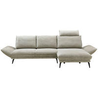 ECKSOFA Beige Mikrofaser  - Beige/Schwarz, Design, Textil/Metall (325/85/109-170cm) - Novel