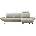 ECKSOFA Beige Mikrofaser  - Beige/Schwarz, Design, Textil/Metall (325/85/109-170cm) - Novel