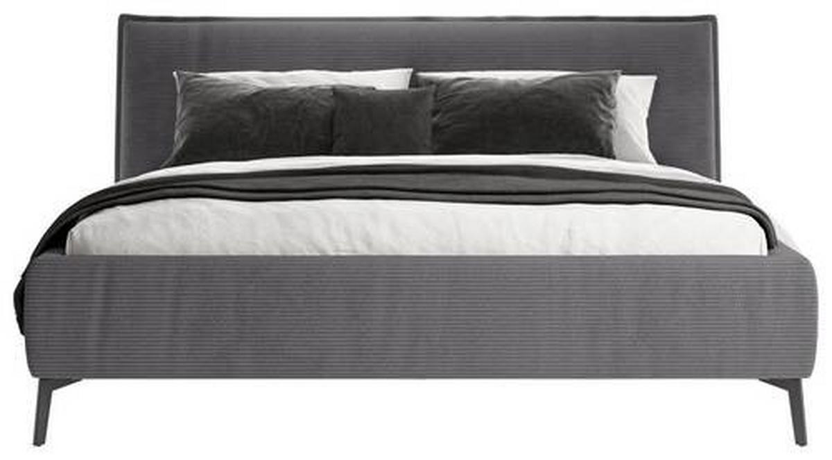 POLSTERBETT gepolstertes Kopfteil 180/200 cm  in Dunkelgrau  - Dunkelgrau/Schwarz, Design, Textil/Metall (180/200cm) - Lomoco