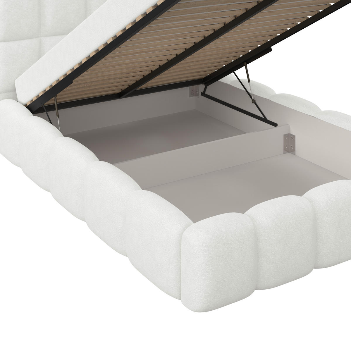 POLSTERBETT 140/200 cm,  in Creme, Matratze, Bettkasten, H3 = fest  - Creme/Schwarz, Trend, Kunststoff/Textil (140/200cm)