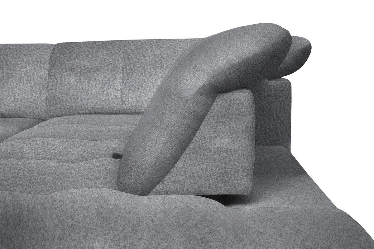 ECKSOFA Grau Flachgewebe  - Schwarz/Grau, Design, Textil/Metall (242/313cm) - Xora