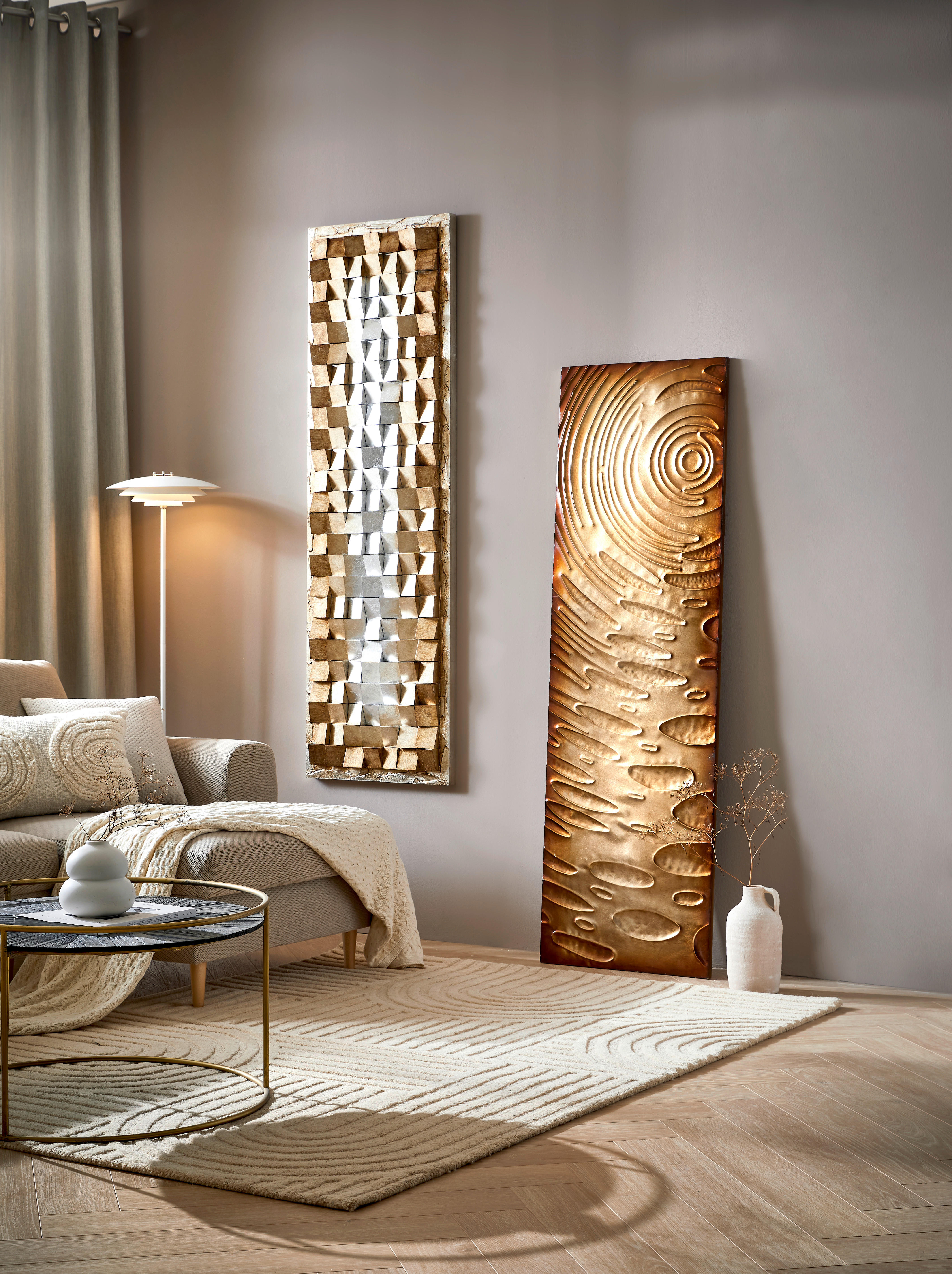 METALLBILD Abstraktes 180/55 cm  - Goldfarben, Trend, Metall (180/55cm) - Monee