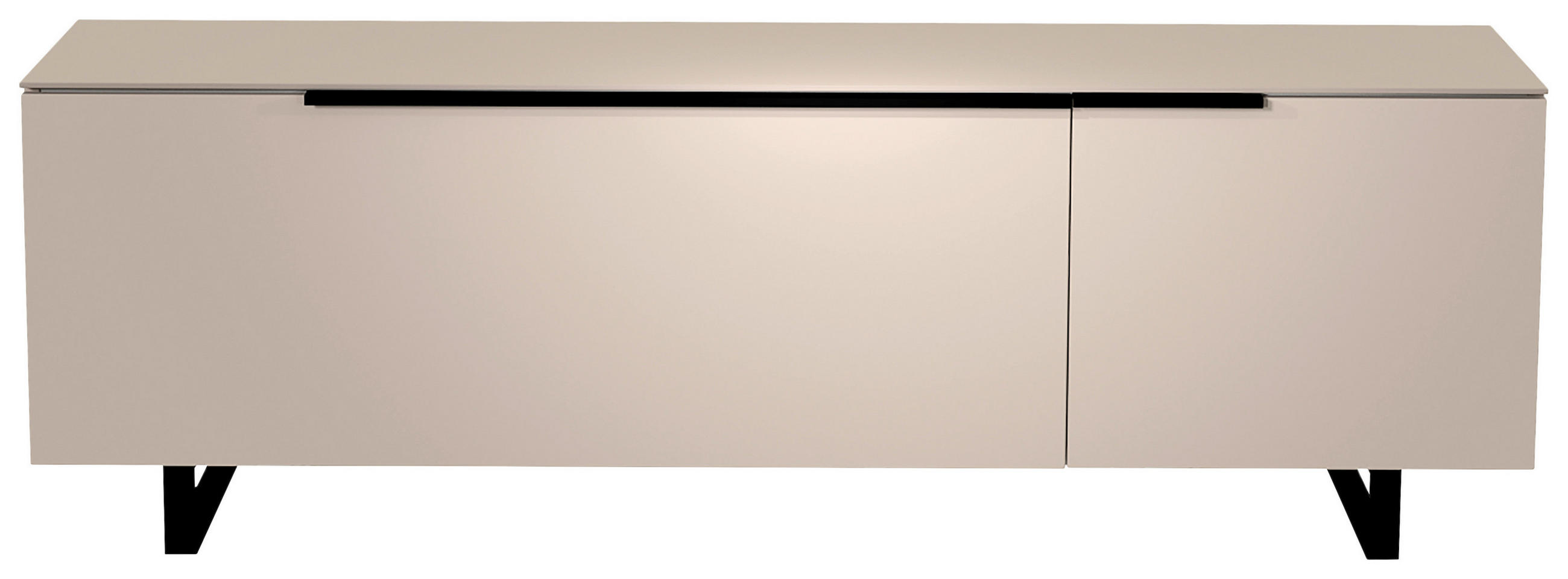 LOWBOARD Schwarz, Sandfarben  160/51/45 cm  - Sandfarben/Schwarz, Design, Glas/Holzwerkstoff (160/51/45cm) - Moderano