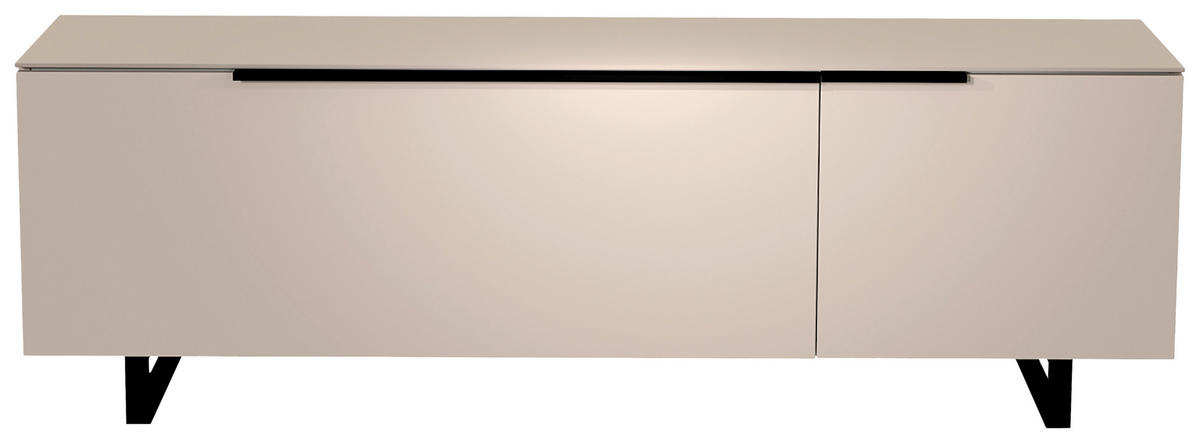 LOWBOARD Schwarz, Sandfarben  160/51/45 cm  - Sandfarben/Schwarz, Design, Glas/Holzwerkstoff (160/51/45cm) - Moderano