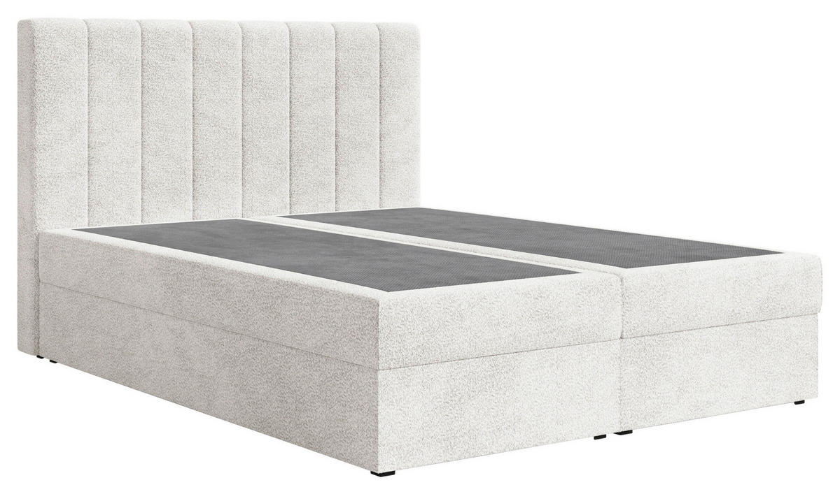 BOXBETT 160/200 cm,  in Weiß, Elfenbein, Bettkasten, Topper,  - Elfenbein/Schwarz, MODERN, Holz/Kunststoff (160/200cm) - MID.YOU