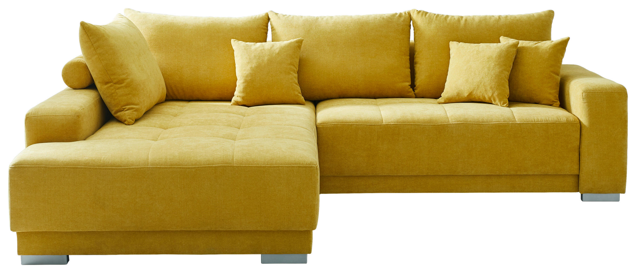 Wohnlandschaft inkl.Funktionen Gelb - Gelb/Silberfarben, Design, Holz/Textil (197/287cm) - Cantus