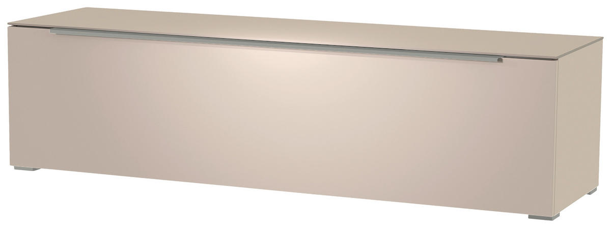 LOWBOARD Alufarben, Sandfarben  160/43/45 cm  - Sandfarben/Alufarben, Design, Glas/Holzwerkstoff (160/43/45cm) - Moderano