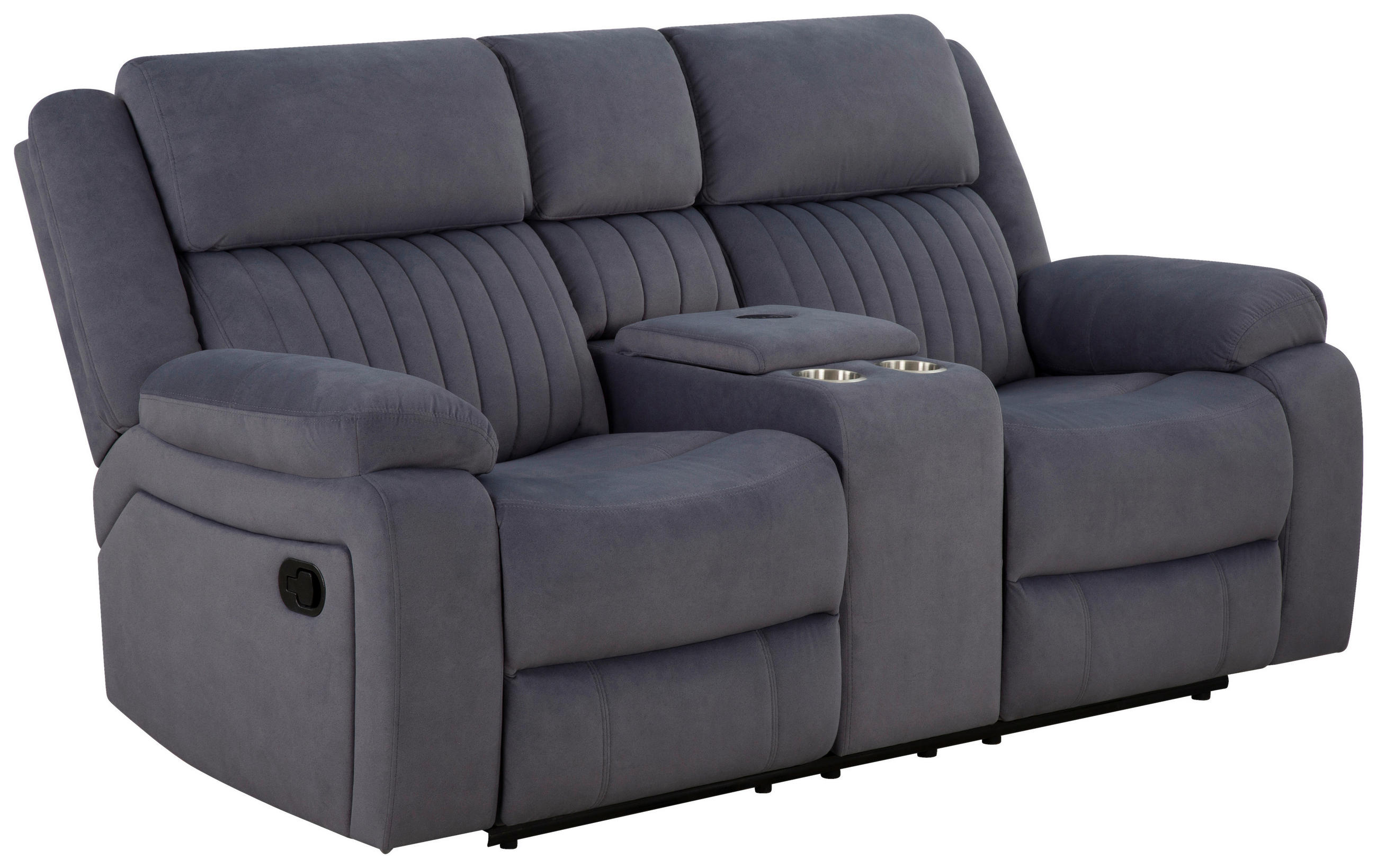 HEIMKINO-SOFA Velours Grau  - Grau, KONVENTIONELL, Textil/Metall (186/102/99cm) - MID.YOU