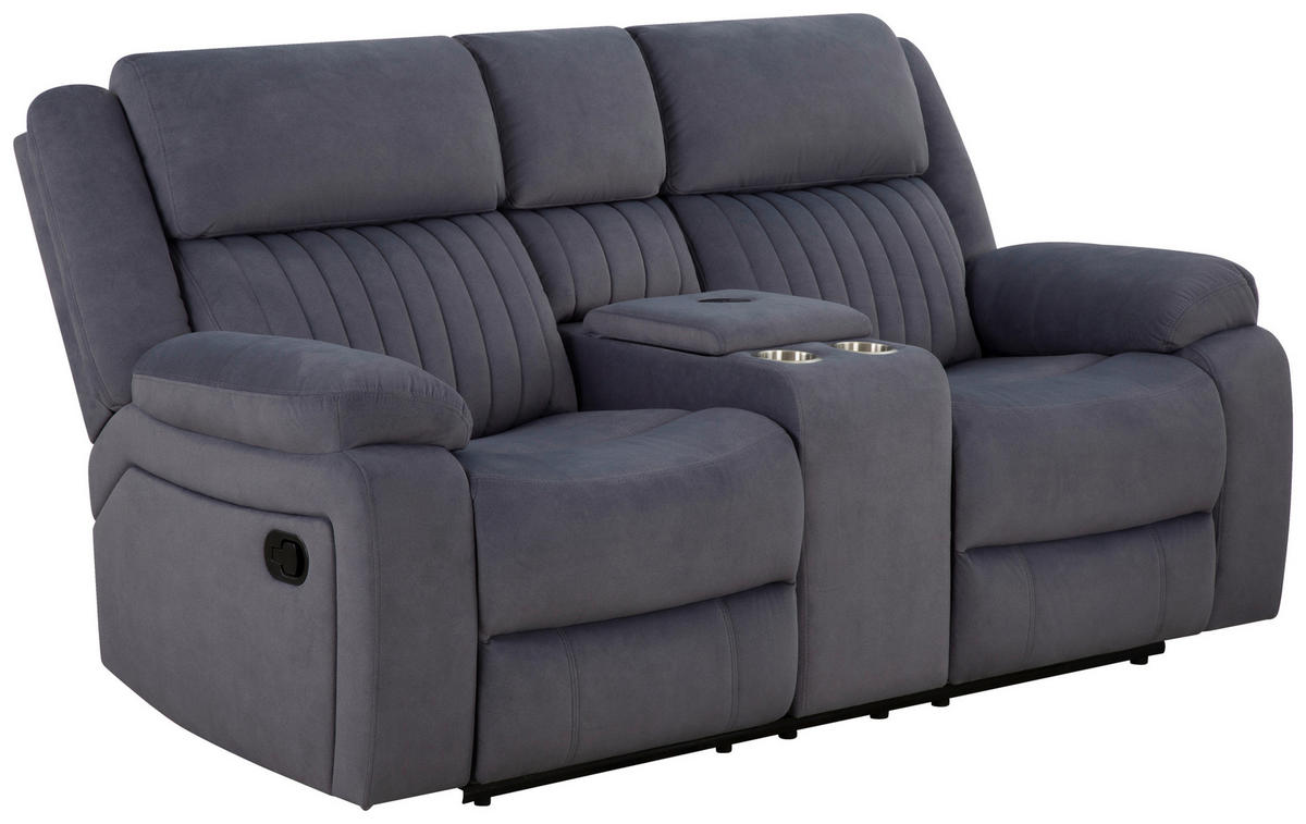 HEIMKINO-SOFA Velours Grau  - Grau, KONVENTIONELL, Textil/Metall (186/102/99cm) - MID.YOU