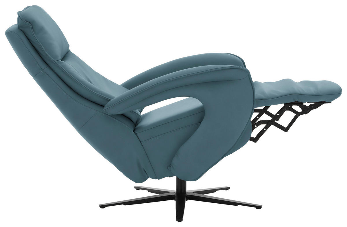 RELAXSESSEL in Leder Blau  - Blau/Schwarz, Design, Leder/Metall (77/110/87cm) - Valdera
