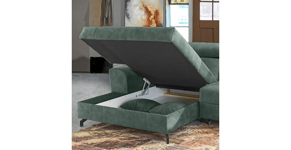 ECKSOFA in Velours Mintgrün  - Schwarz/Mintgrün, Design, Textil/Metall (181/267cm) - Carryhome