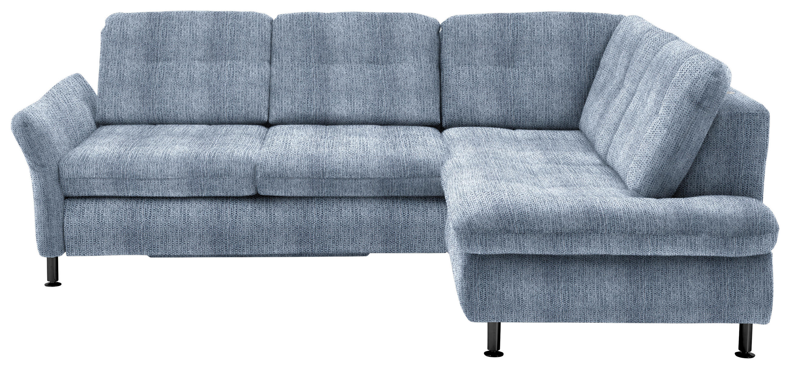 ECKSOFA in Webstoff Hellblau  - Schwarz/Hellblau, Konventionell, Textil/Metall (242/210cm) - Beldomo Style