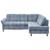 ECKSOFA in Webstoff Hellblau  - Schwarz/Hellblau, Konventionell, Textil/Metall (242/210cm) - Beldomo Style