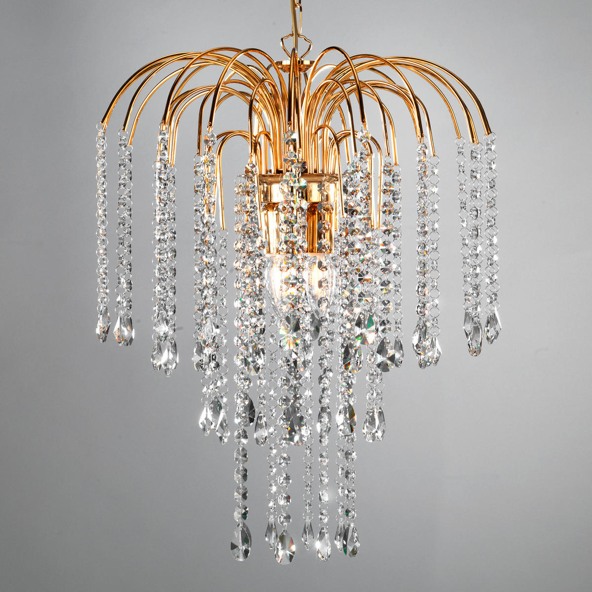 KRISTALL-HÄNGELEUCHTE 40/110 cm   - Goldfarben, KONVENTIONELL, Glas/Metall (40/110cm)