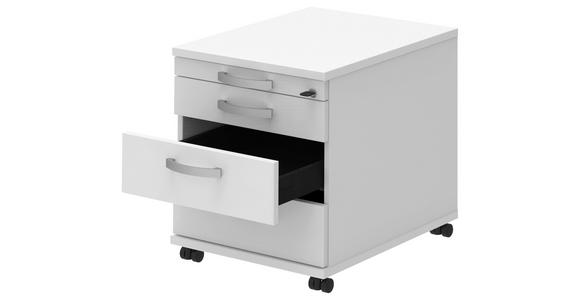 ROLLCONTAINER Weiß, Alufarben - Alufarben/Weiß, KONVENTIONELL, Holzwerkstoff/Metall (42,7/54,4/60cm) - Moderano
