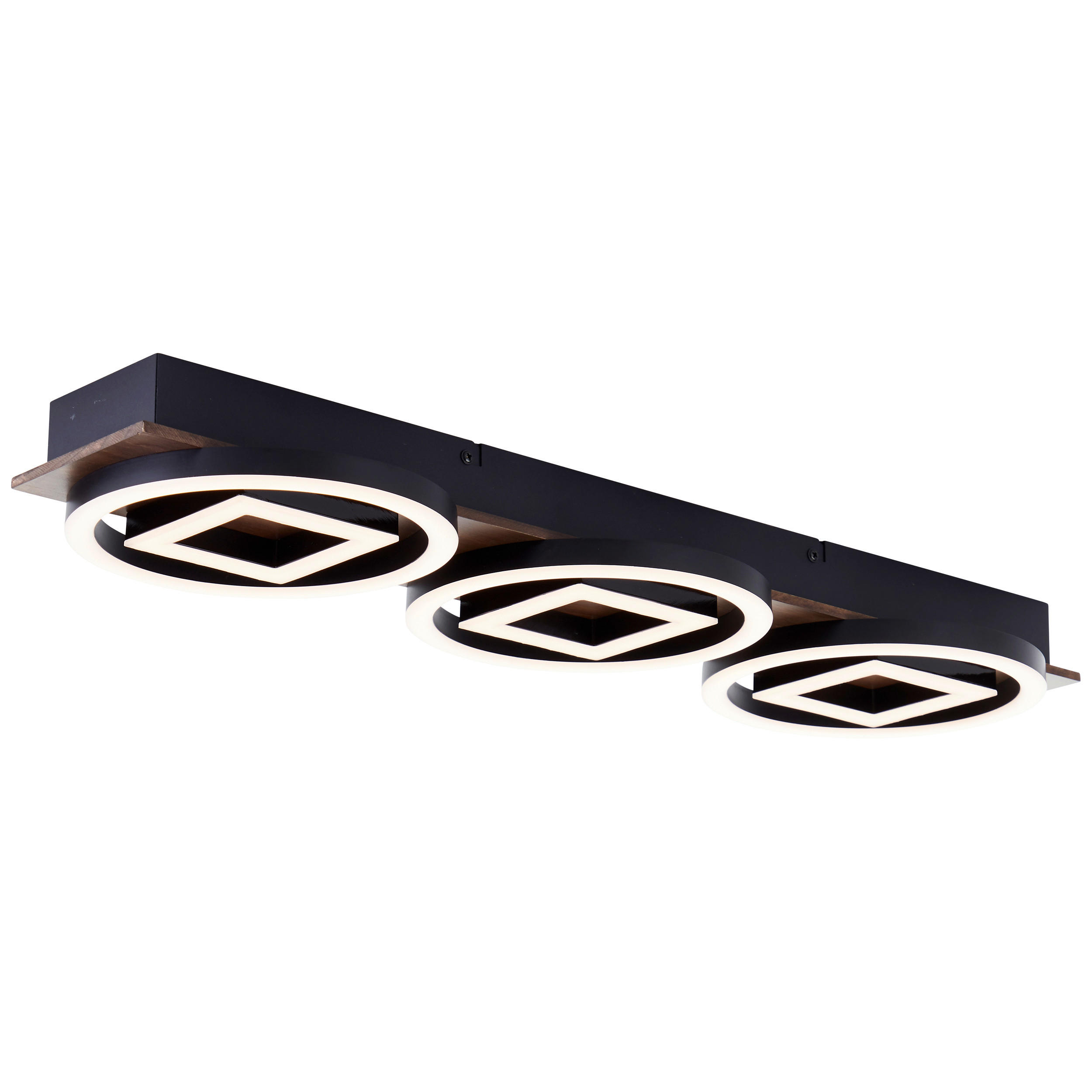 LED-DECKENLEUCHTE    67/6,5/20 cm  - Eiche dunkel/Schwarz, Design, Holz/Kunststoff (67/6,5/20cm) - Brilliant