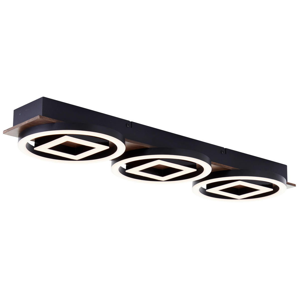 LED-DECKENLEUCHTE    67/6,5/20 cm  - Eiche dunkel/Schwarz, Design, Holz/Kunststoff (67/6,5/20cm) - Brilliant