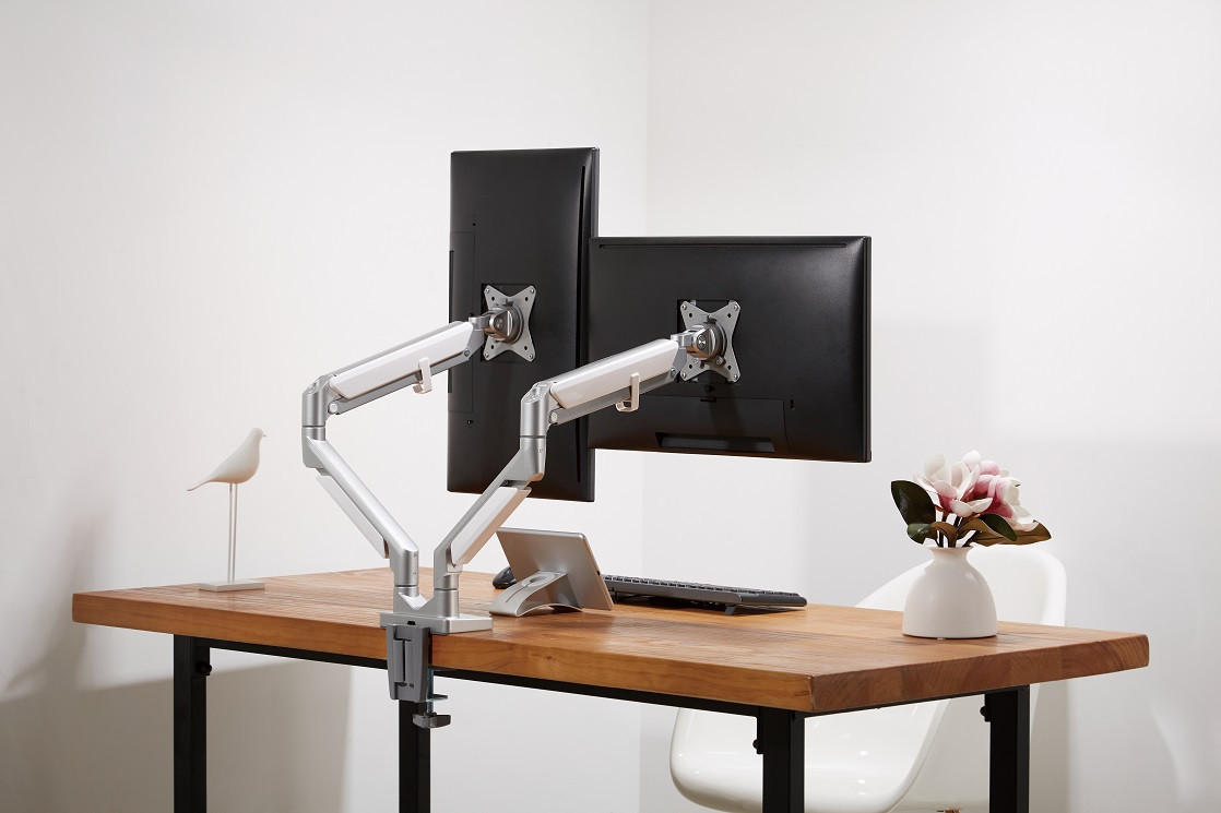 MONITOR-HALTERUNG Metall, Kunststoff Grau, Weiß  - Weiß/Grau, Design, Kunststoff/Metall (110/69,7/11,6cm) - Boxxx