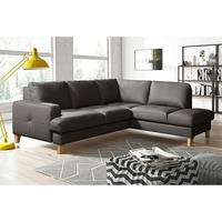 ECKSOFA Lederlook Echtleder Dunkelbraun  - Dunkelbraun/Buchefarben, Design, Leder/Holz (234/190cm) - Livetastic