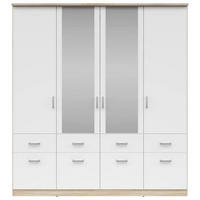 SKRIŇA SO ZRKADLOM, biela, dub sonoma, 181/199/58 cm - biela/strieborná, Konventionell, kompozitné drevo/plast (181/199/58cm) - Boxxx