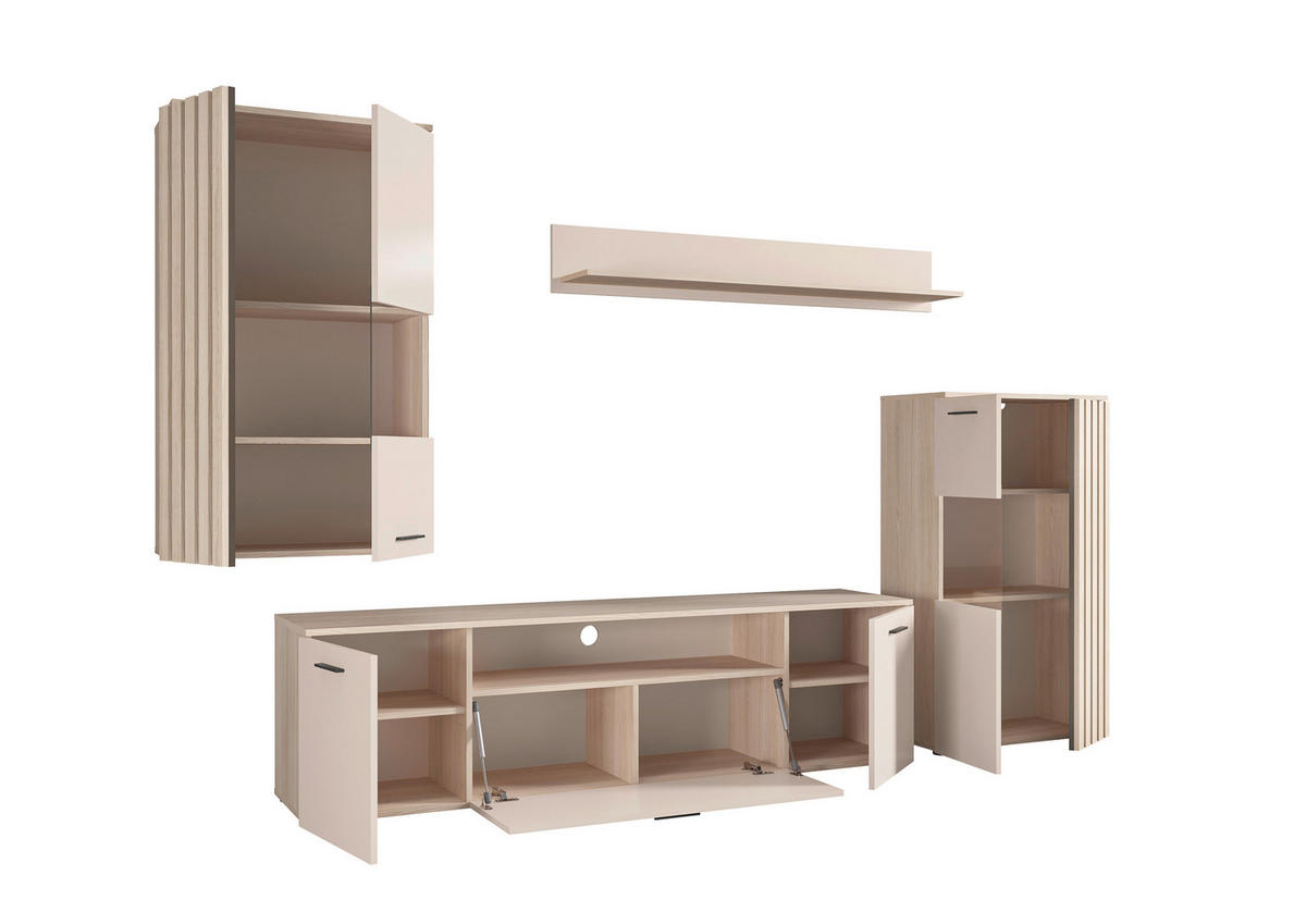 SZEKRÉNYSOR tölgyfa színű, kasmírszínű  - kasmírszínű/tölgyfa színű, Modern, műanyag/faalapú anyag (290/190/40cm) - Hom`in